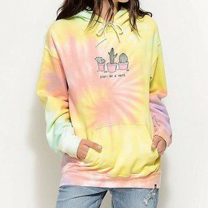 JV by Jac Vanek Womens Don't Be A Prick Cactus Funny Tie Dye Hoodie New Small